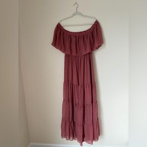 Baltic Born Off-Shoulder Dusty Rose Maxi Dress